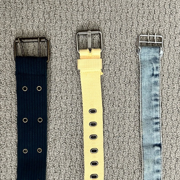 Grommet Belt Set - Black, Yellow, Blue Bundle of 3 - Picture 1 of 4